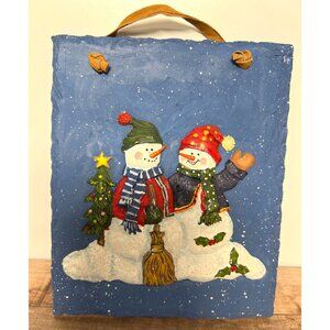 Hand Painted Christmas Snowmen Plaque